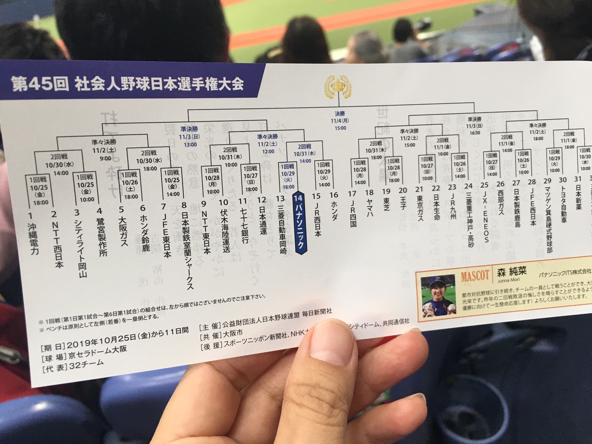 社会人野球日本選手権大会。